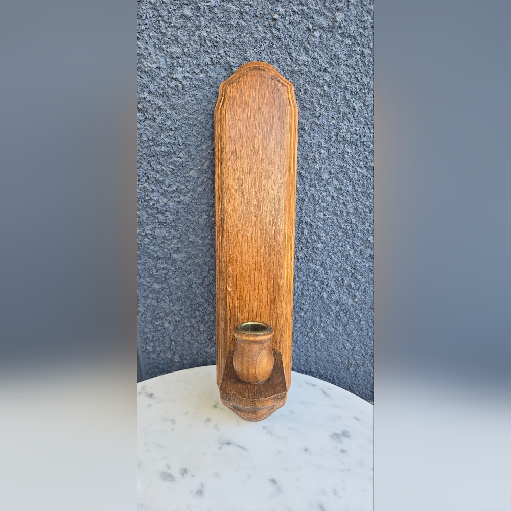Vintage Wooden Candle Wall Sconce